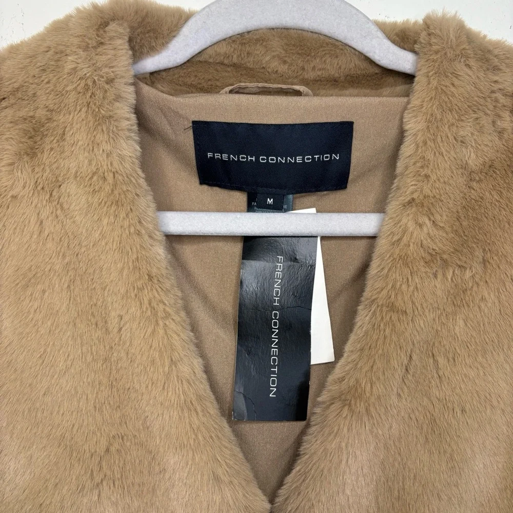 French Connection Camel Buona Faux Fur Coat Jacket NWT - Picture 10 of 11